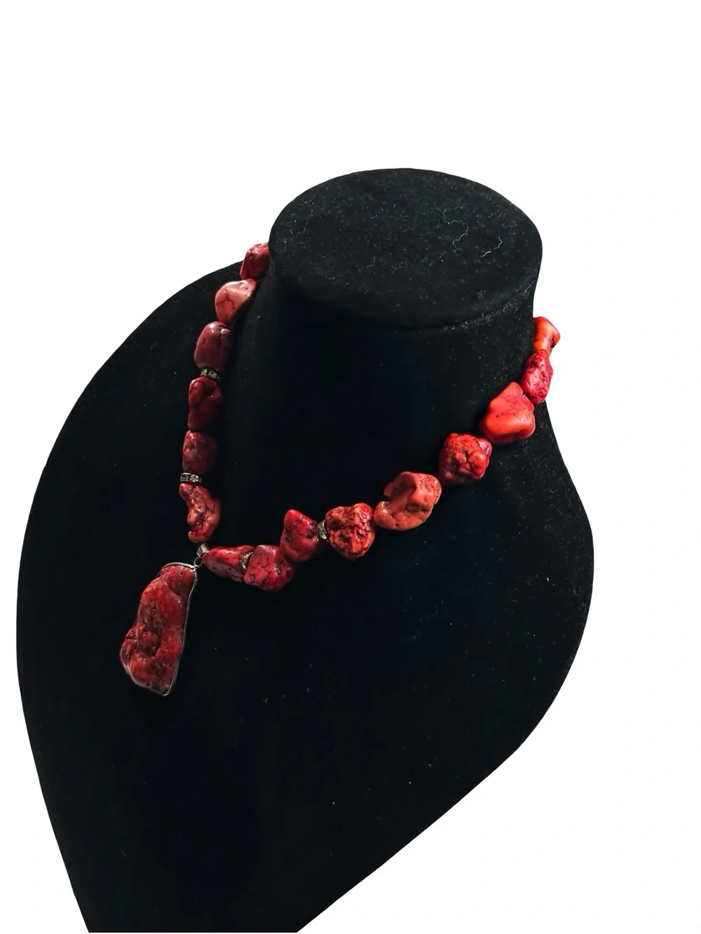 Vtg Brighton Chunky Red Howlite Turquoise Necklace Bracelet Set Signed 18” 7”